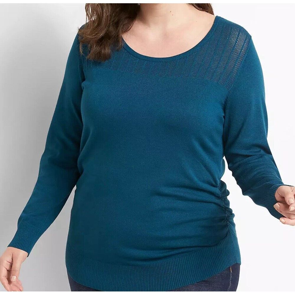 Womens Legion Blue Lane Bryant‎  sweater size 26/28 Runched Side Sweater Plus SZ